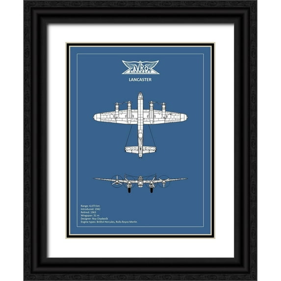 Rogan, Mark 19x24 Black Ornate Wood Framed with Double Matting Museum Art Print Titled - BP Avro Lancaster