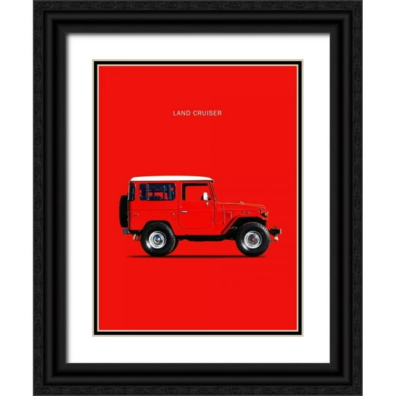 Rogan, Mark 19x24 Black Ornate Wood Framed with Double Matting Museum Art Print Titled - Toyota Land Cruiser FJ40 1977