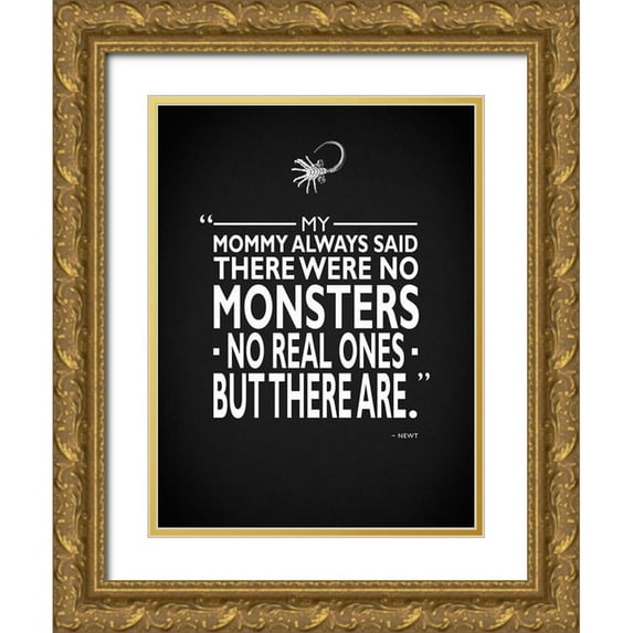 Rogan, Mark 19x24 Gold Ornate Wood Framed with Double Matting Museum Art Print Titled - Aliens - No Monsters
