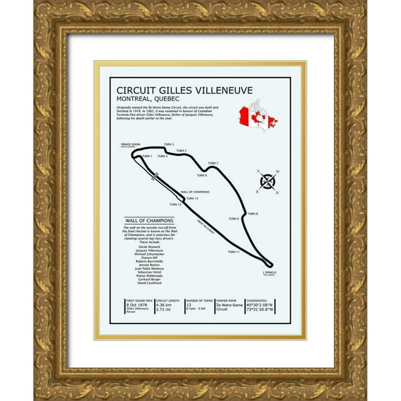 Rogan, Mark 19x24 Gold Ornate Wood Framed with Double Matting Museum Art Print Titled - Gilles Villeneuve Circuit