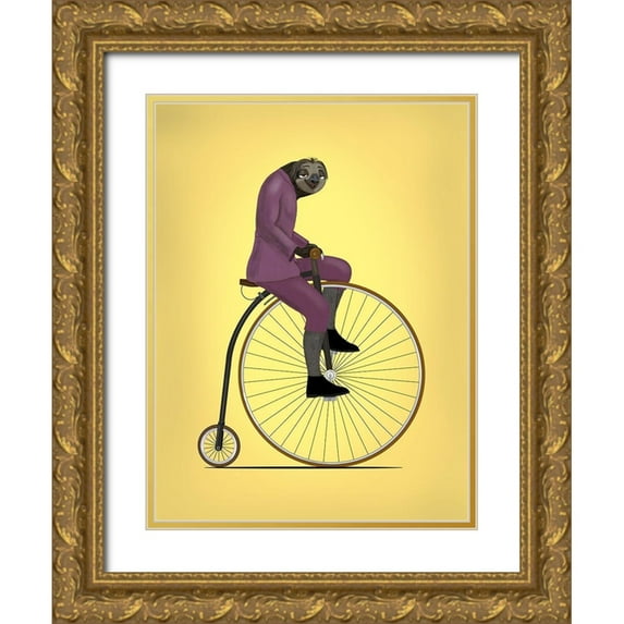 Rogan, Mark 19x24 Gold Ornate Wood Framed with Double Matting Museum Art Print Titled - Sloth Penny Farthing