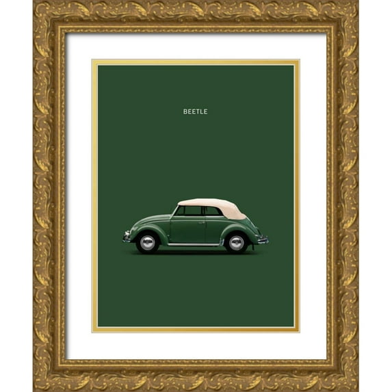 Rogan, Mark 19x24 Gold Ornate Wood Framed with Double Matting Museum Art Print Titled - VW Beetle Green 53