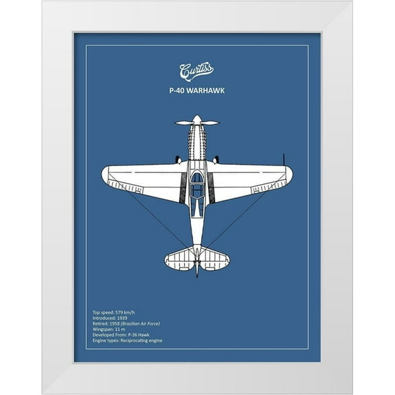 Rogan, Mark 19x24 White Modern Wood Framed Museum Art Print Titled - BP P-40 Warhawk