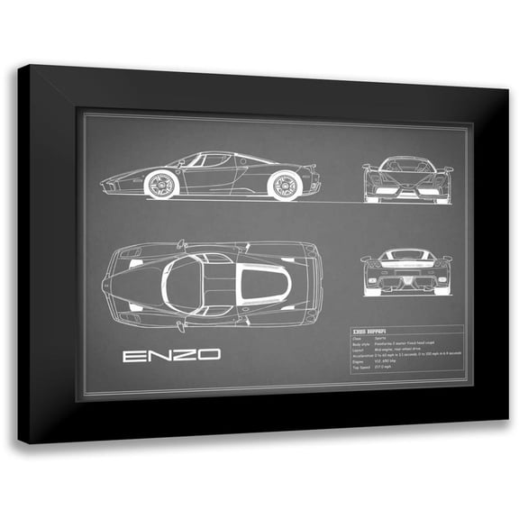 Rogan, Mark 24x19 Black Modern Framed Museum Art Print Titled - Ferrari Enzo-Grey