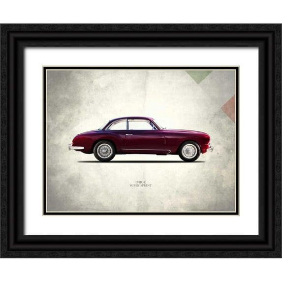 Rogan, Mark 24x19 Black Ornate Wood Framed with Double Matting Museum Art Print Titled - Alfa-Romeo 1900C Super-Sprint