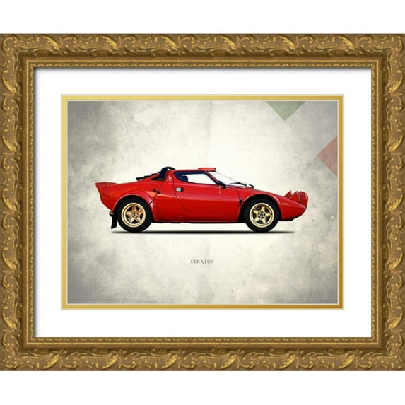 Rogan, Mark 24x19 Gold Ornate Wood Framed with Double Matting Museum Art Print Titled - Lancia Stratos 1974