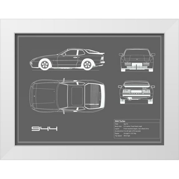 Rogan, Mark 24x19 White Modern Wood Framed Museum Art Print Titled - Porsche 944 Turbo-Grey