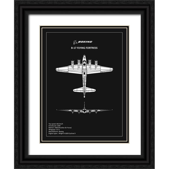 Rogan, Mark 25x32 Black Ornate Wood Framed with Double Matting Museum Art Print Titled - BP B17 FlyingFortress Black
