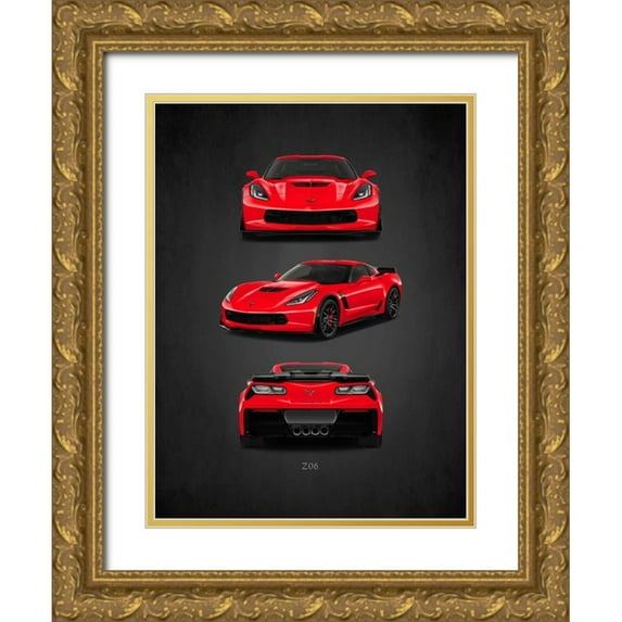 Rogan, Mark 25x32 Gold Ornate Wood Framed with Double Matting Museum Art Print Titled - Chevrolet-Corvette-Z06
