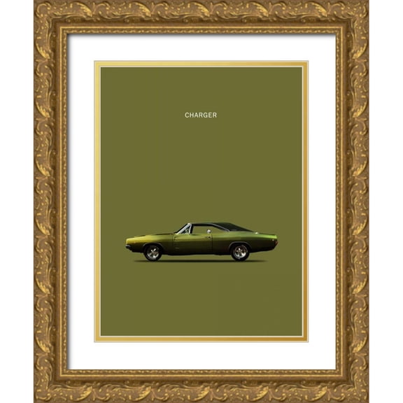 Rogan, Mark 25x32 Gold Ornate Wood Framed with Double Matting Museum Art Print Titled - Dodge Charger