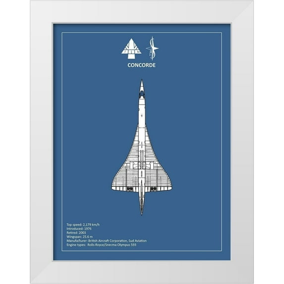 Rogan, Mark 25x32 White Modern Wood Framed Museum Art Print Titled - BAE Concorde