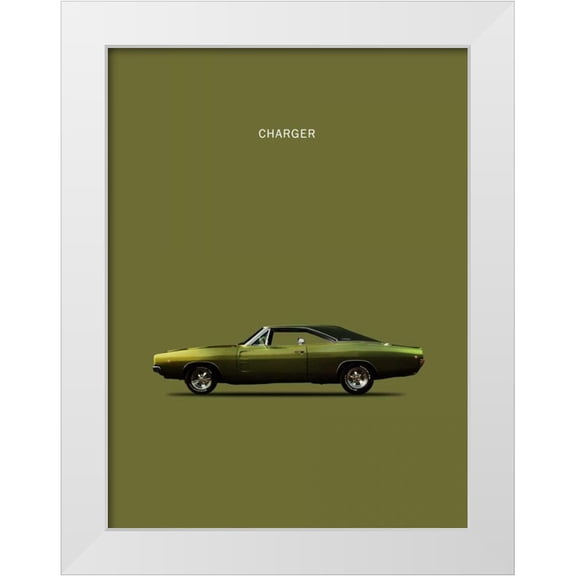 Rogan, Mark 25x32 White Modern Wood Framed Museum Art Print Titled - Dodge Charger