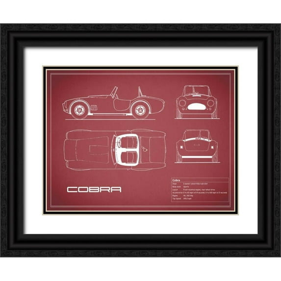 Rogan, Mark 32x25 Black Ornate Wood Framed with Double Matting Museum Art Print Titled - Cobra-Maroon