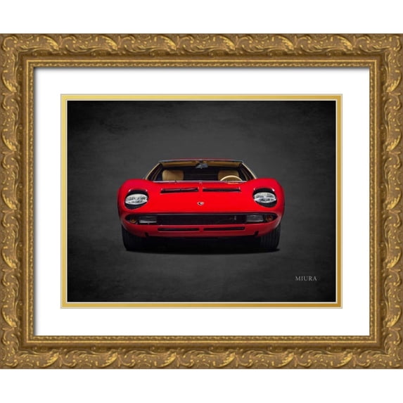 Rogan, Mark 32x25 Gold Ornate Wood Framed with Double Matting Museum Art Print Titled - Lamborghini Miura