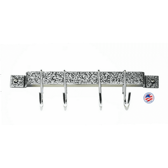 Rogar 12" Wall Mount Bar Rack Hammered Steel / Chrome