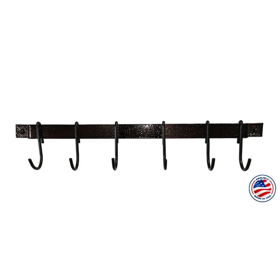 Rogar 18 Wall Mount Bar Rack Hammered Copper / Black