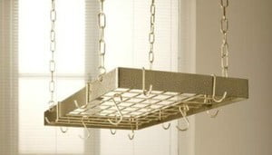 Rogar Gourmet Rectangle Pot Racks - Copper, Black or Hammered Steel ...