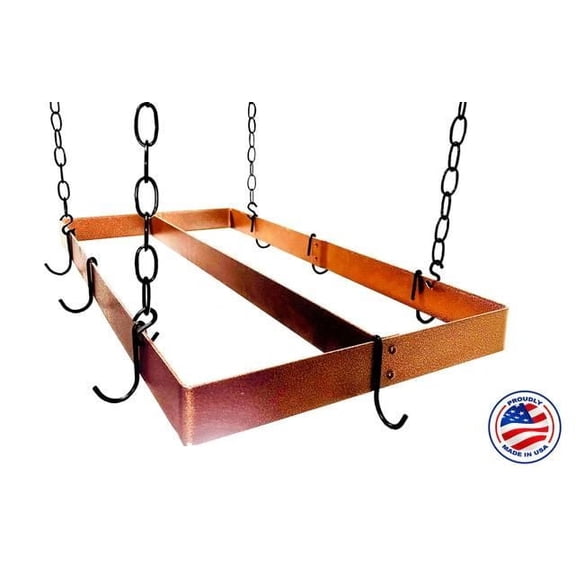 Rogar Rectangle Pot Rack w/ Centerbar Hammered Copper / Black