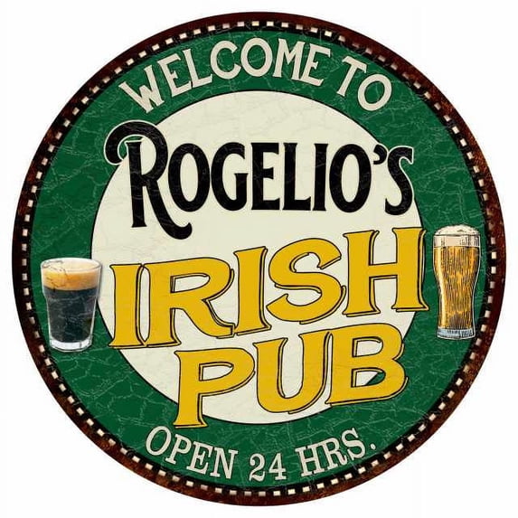 Rogelio's Irish Pub 14" Round Metal Sign Kitchen Bar Wall Decor 100140036435