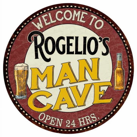 Rogelio's Man Cave 14" Round Metal Sign Kitchen Bar Wall Decor 100140035435