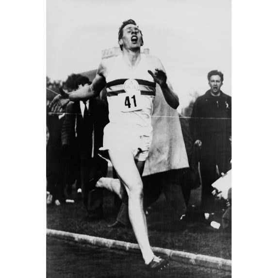 Roger Bannister Crossing The Finish Line In Three Minutes And 59.4 Seconds History (18 x 24)