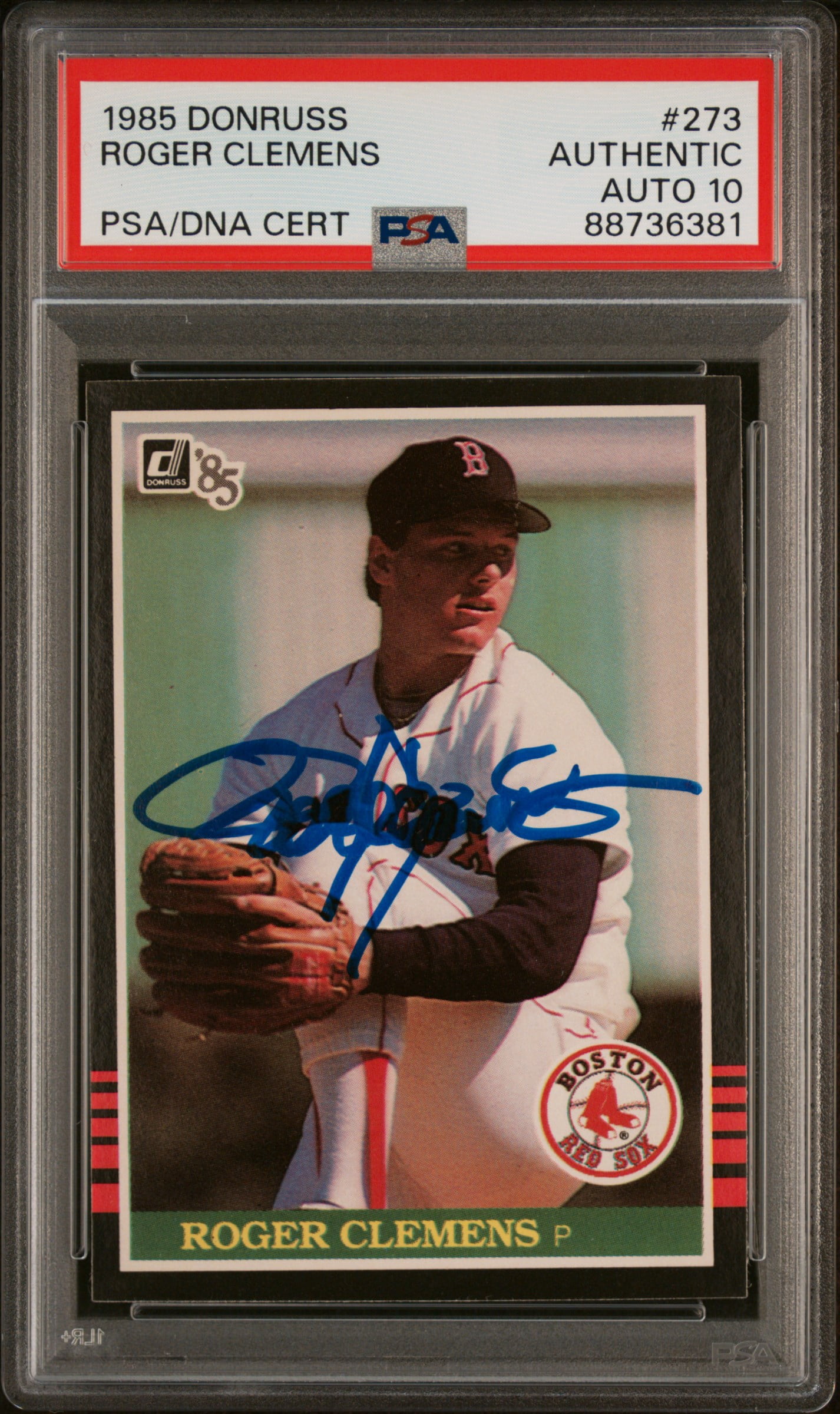 Roger Clemens 1985 Donruss Signed Rookie Card #273 Auto Graded PSA 10 88736381
