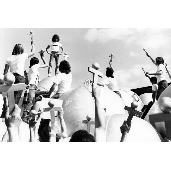 Roger Daltrey frull length pose in Tommy with men holding up crosses 24x36 Poster