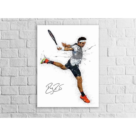 Roger Federer Iconic One Handed Backhand Gallery Wrap Or Museum Quality Man Cave Office Dorm Room, Unframed Poster