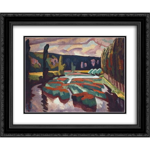 Roger Fry 2x Matted 24x20 Black Ornate Framed Art Print 'River with Poplars'