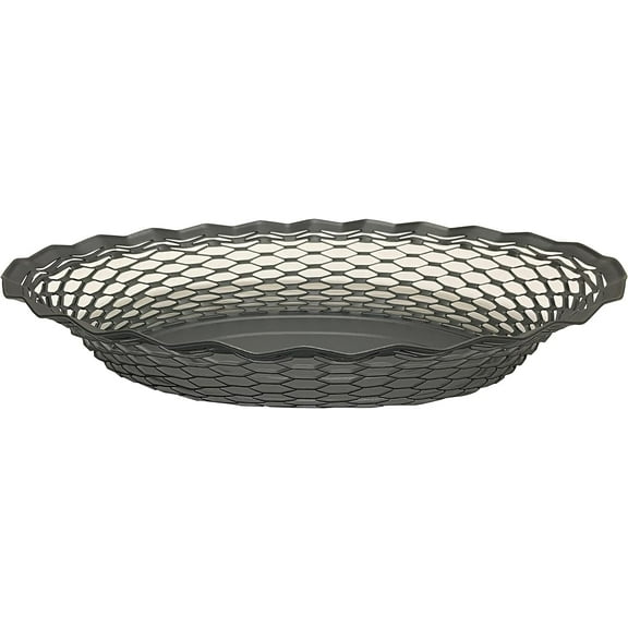 Roger Orfevre Stainless Steel Oval Serving Bread & Food Basket, 12 x 9.5-in, 100% French Made (Dark Grey)