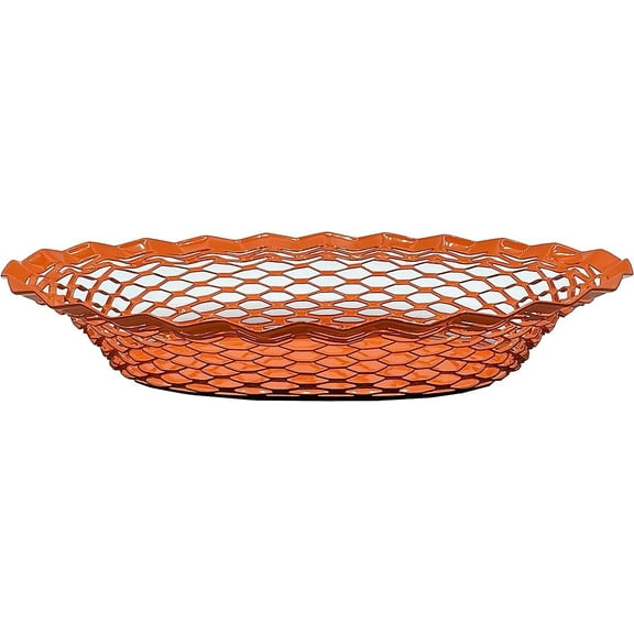 Roger Orfevre Stainless Steel Oval Serving Bread & Food Basket, 12 x 9.5-in, 100% French Made (Orange)