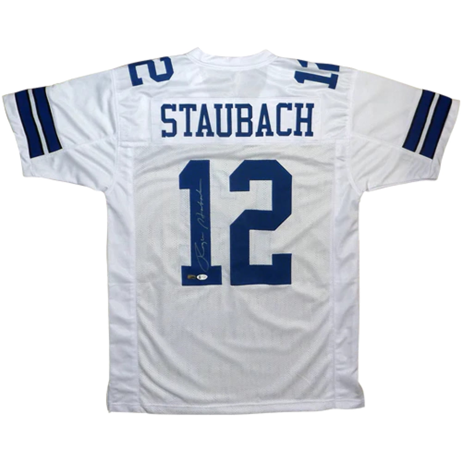 Roger Staubach Autographed Dallas Cowboys White 12 Jersey JSA Walmart