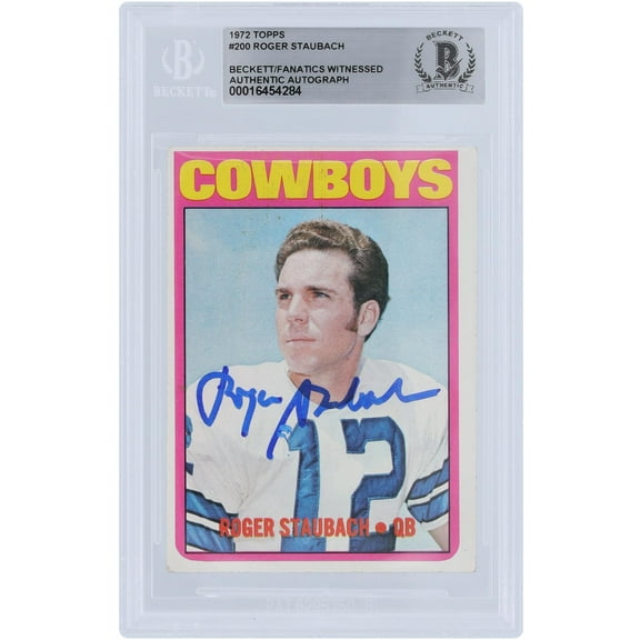 Roger Staubach Dallas Cowboys Autographed 1972 Topps #200 Beckett Fanatics Witnessed Authenticated Rookie Card - Fanatics Authentic Certified