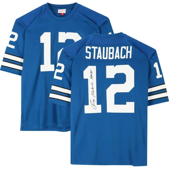 Roger Staubach Dallas Cowboys Autographed Blue Authentic Mitchell & Ness Jersey with "HOF 85" Inscription - Fanatics Authentic Certified