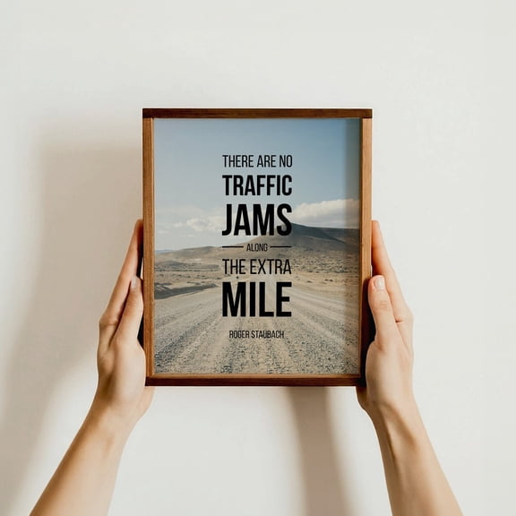 Roger Staubach Mile Poster Motivational Quote Office Graduation Art, Unframed Paper Poster 8x10in