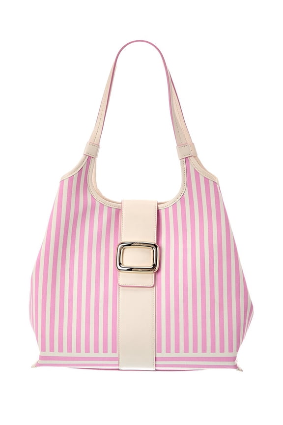 Logo Leather & Canvas Tote, Pink