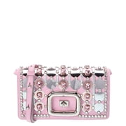 Roger Vivier Logo Leather & Suede Shoulder Bag, Pink