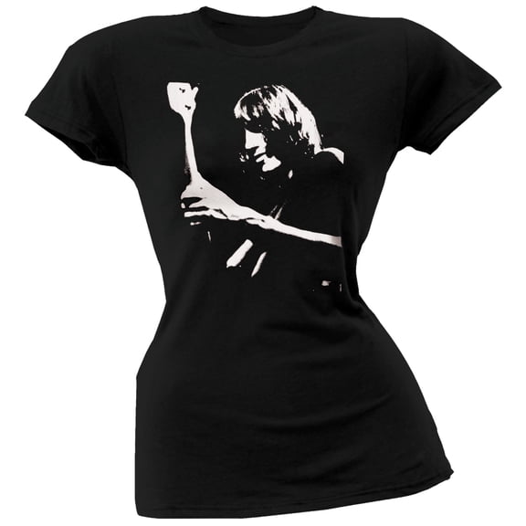 Roger Waters Women's Juniors Black And White Photo Short Sleeve T Shirt