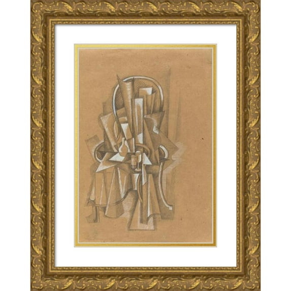 Roger de La Fresnaye 14x18 Gold Ornate Wood Frame and Double Matted Museum Art Print Titled - Still Life (Probably 1920)