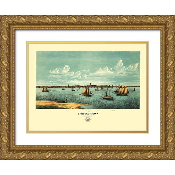 Rogers 14x11 Gold Ornate Wood Framed with Double Matting Museum Art Print Titled - Provincetown Massachusetts - Rogers 1877