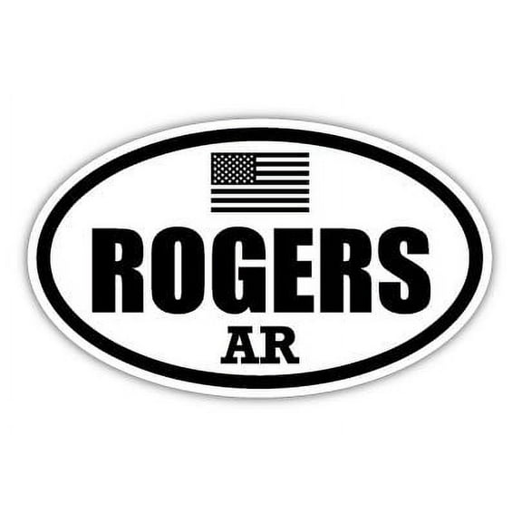 Rogers AR Arkansas Benton County Stealthy Subdued Old Glory US Flag Oval Euro Decal Bumper Sticker 3M Vinyl 3" x 5"