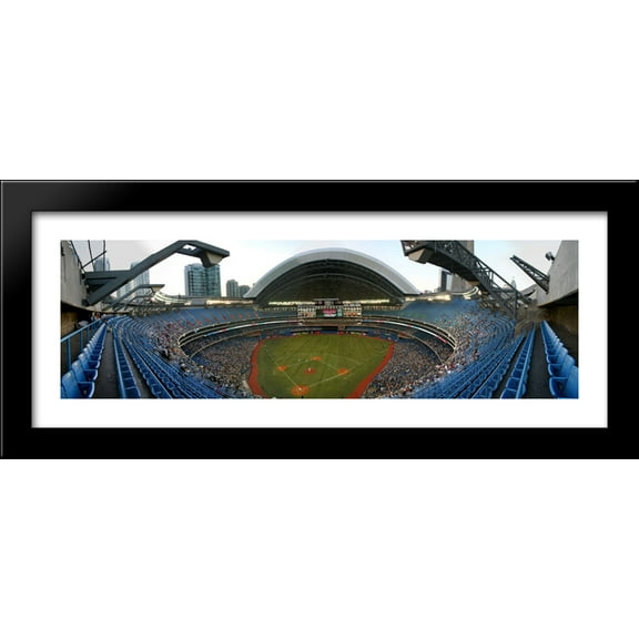 Rogers Centre 40x16 Large Black Wood Framed Print Art - Home of the Toronto Blue Jays