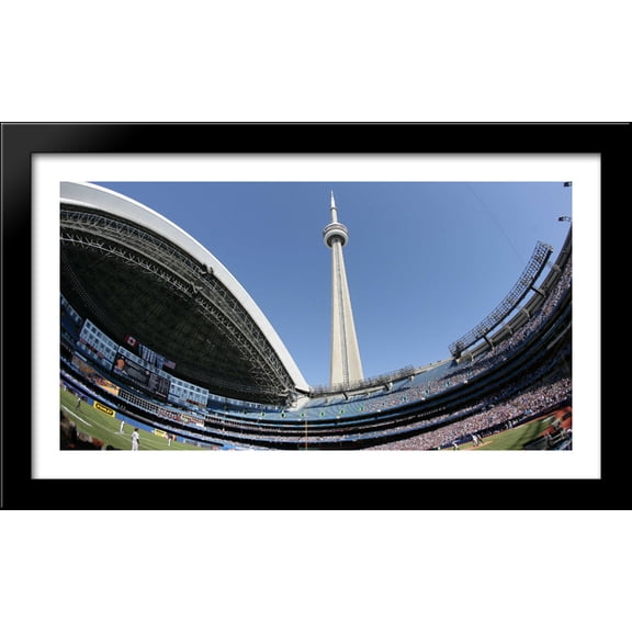 Rogers Centre 40x22 Large Black Wood Framed Print Art - Home of the Toronto Blue Jays
