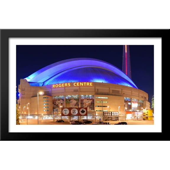 Rogers Centre 40x26 Large Black Wood Framed Print Art - Home of the Toronto Blue Jays