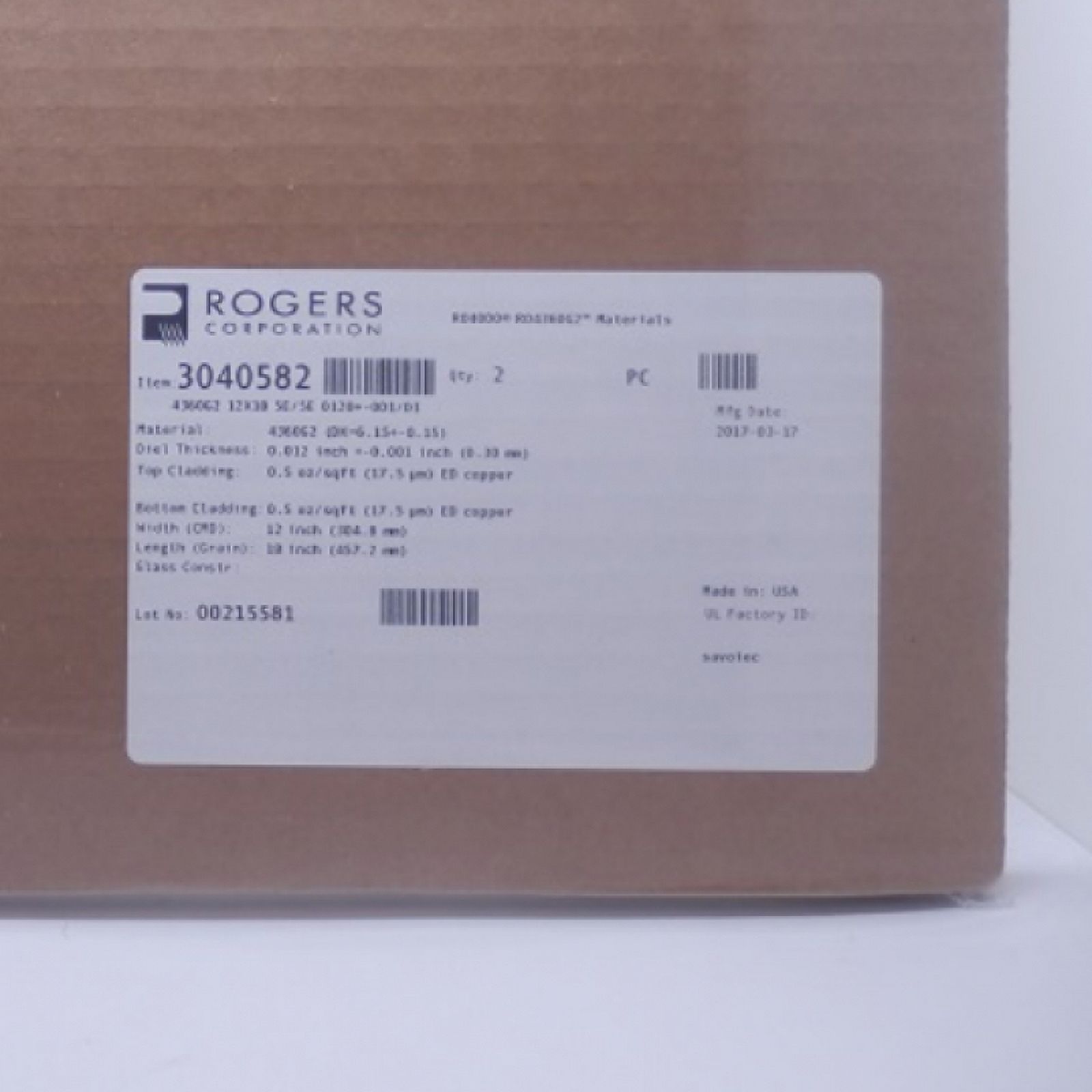 Rogers Corporations High Thermal Conductivity Laminates 6.15 Dk