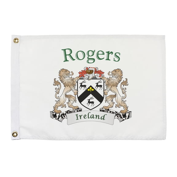 Rogers Irish Coat of Arms Small White Flag - 16"x10.5" inches
