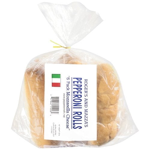 Rogers & Mazza's Ready-to-Eat Mozzarella Cheese Pepperoni Rolls, Sweet Bread, 6 Count, 3 oz Each