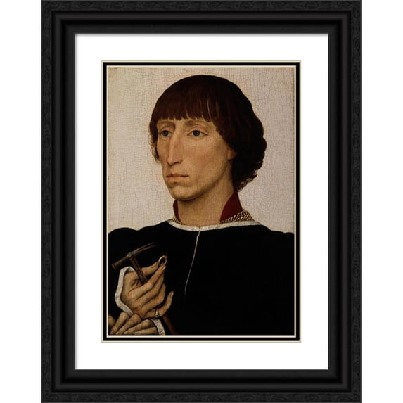 Rogier Van Der Weyden 14x18 Black Ornate Wood Framed Double Matted Museum Art Print Titled - Francesco D’Este (Born About 1429, Died After July 20, 1486) (ca. 1460)