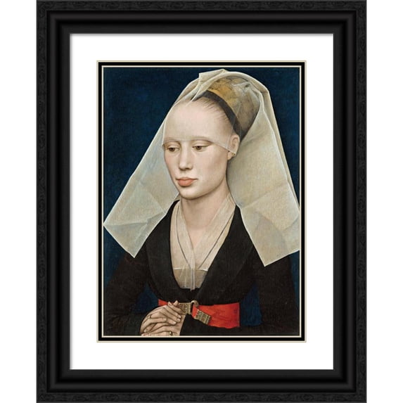 Rogier Van Der Weyden 19x24 Black Ornate Framed Double Matted Museum Art Print Titled: Portrait of a Lady (C.1460)