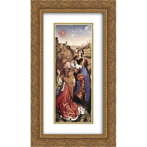 Rogier van der Weyden 2x Matted 14x24 Gold Ornate Framed Art Print 'Pierre Bladelin Triptych ' right panel'